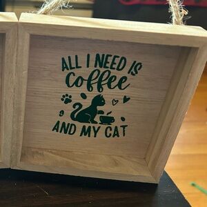 Painted Cat and Coffee Wall Decor